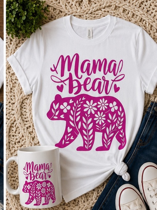 None Tops - Mama bear Coffee Humor Tee + Mug Set Funny Coffee Shirt + Mug Set Caffeine
